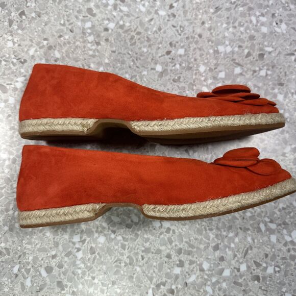 Gaimo Spain Red Suede Flats Women’s 6.5 Espadrille Slip On Flower Detail NWOB - Picture 10 of 12